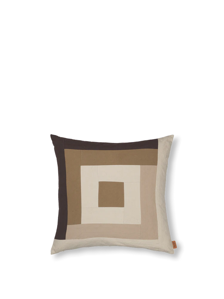 Ferm Living Border Patchwork Cushion Cover Coffee/Dark Sand