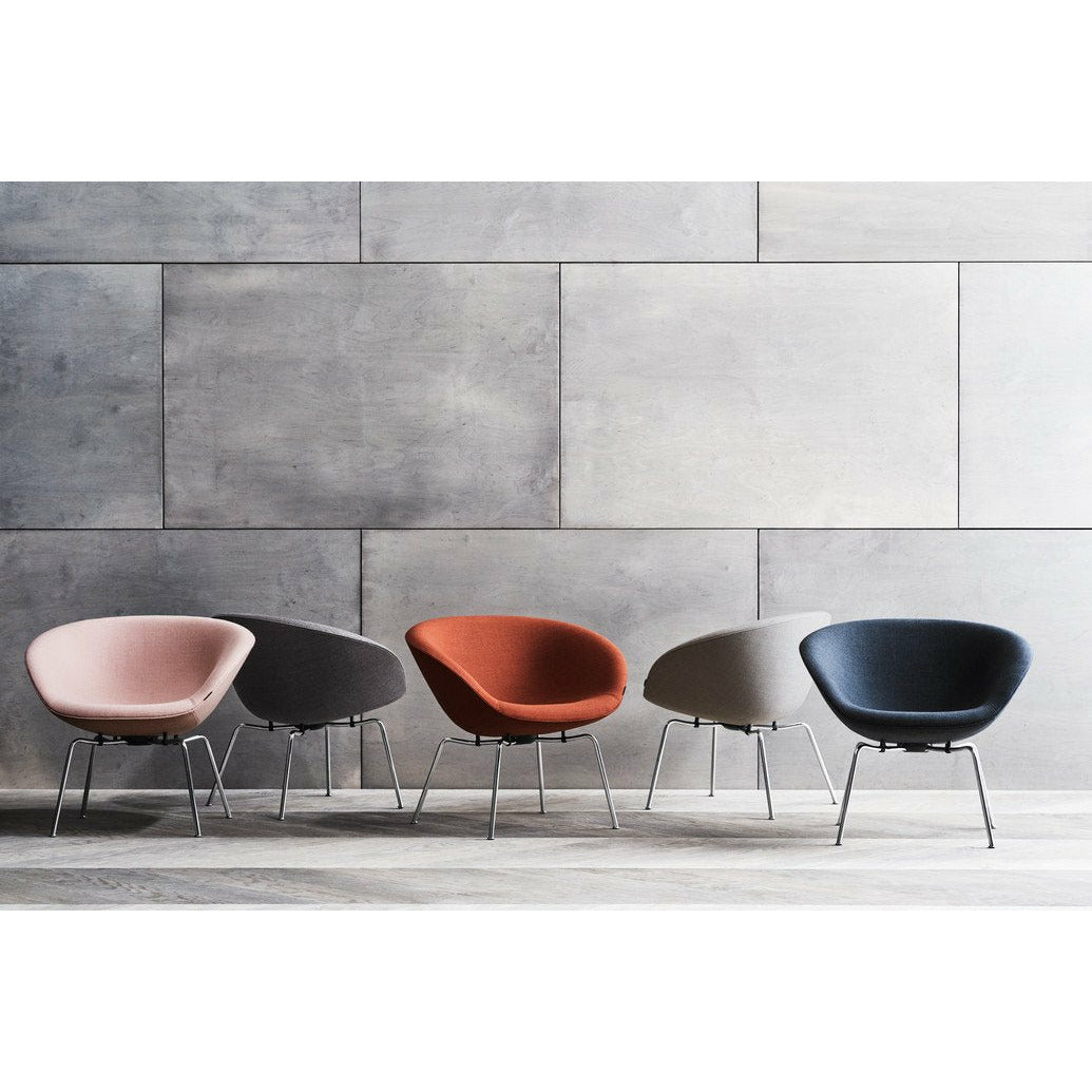 Fritz Hansen Aj Pot Lounge Chair Powder Coated Steel Fabric, Orange
