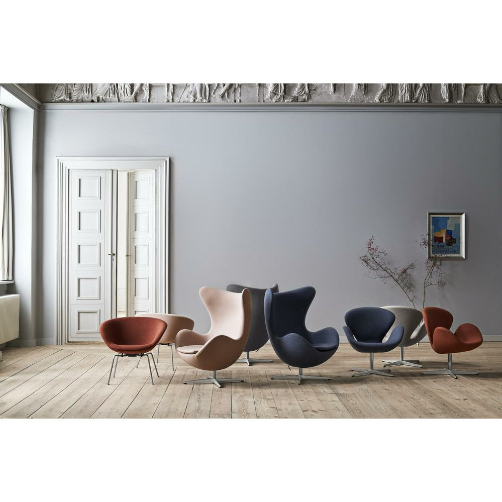 Fritz Hansen Aj Pot Lounge Chair Chrome Plated Frame Fabric, Christianshavn Beige/Orange