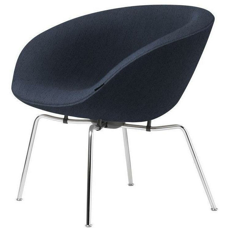 Fritz Hansen Aj Pot Lounge Chair Chromed Frame Fabric, Christianshavn Blue