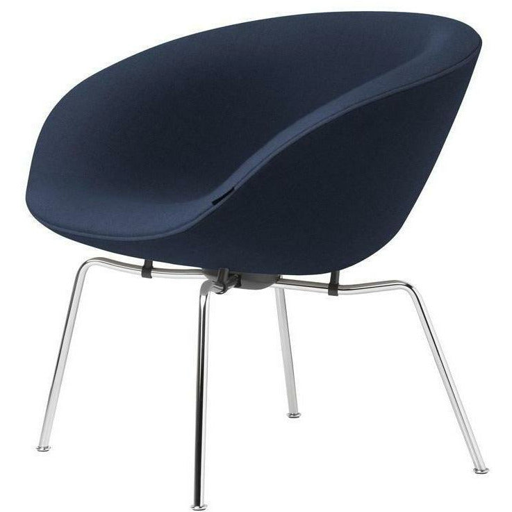 Fritz Hansen Aj Pot Lounge Chair Chrome Plated Frame Fabric, Christianshavn Blue Uni