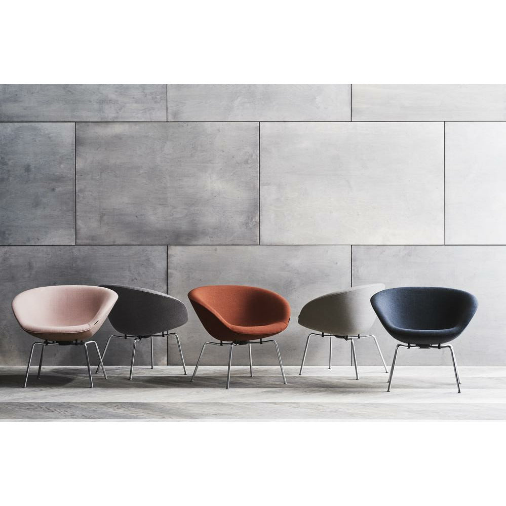 Fritz Hansen Aj Pot Lounge Chair Chromed Frame Fabric, Christianshavn Dark Red Uni