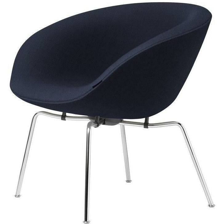 Fritz Hansen Aj Pot Lounge Chair Chromed Frame Fabric, Christianshavn Dark Blue