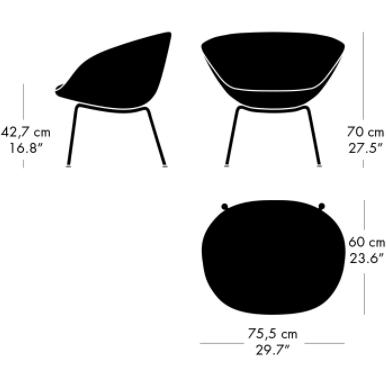 Fritz Hansen Aj Pot Lounge Chair Chromed Frame Fabric, Christianshavn Dark Grey