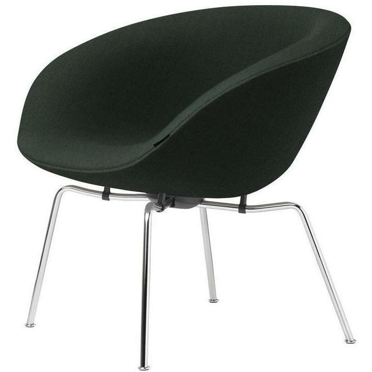 Fritz Hansen Aj Pot Lounge Chair Chromed Frame Fabric, Christianshavn Dark Green