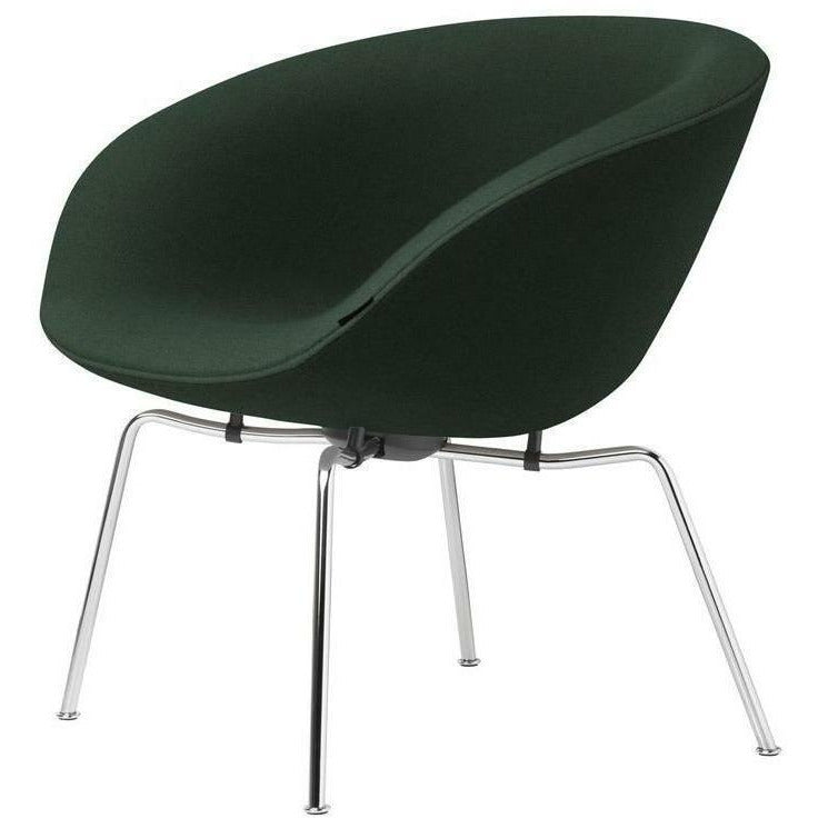 Fritz Hansen Aj Pot Lounge Chair Chromed Frame Fabric, Christianshavn Dark Green Plain