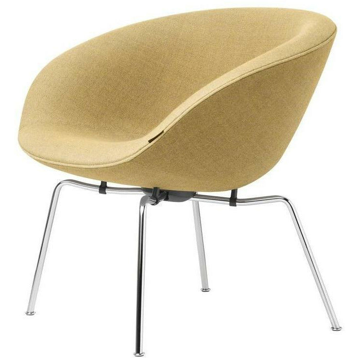 Fritz Hansen Aj Pot Lounge Chair Chromed Frame Fabric, Christianshavn Yellow