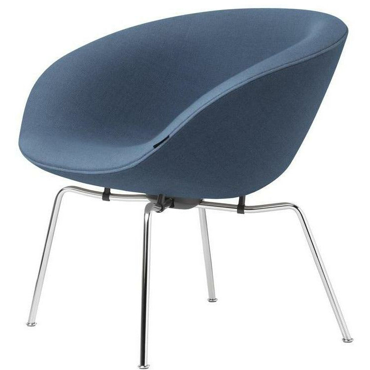 Fritz Hansen Aj Pot Lounge Chair Chromed Frame Fabric, Christianshavn Light Blue Uni