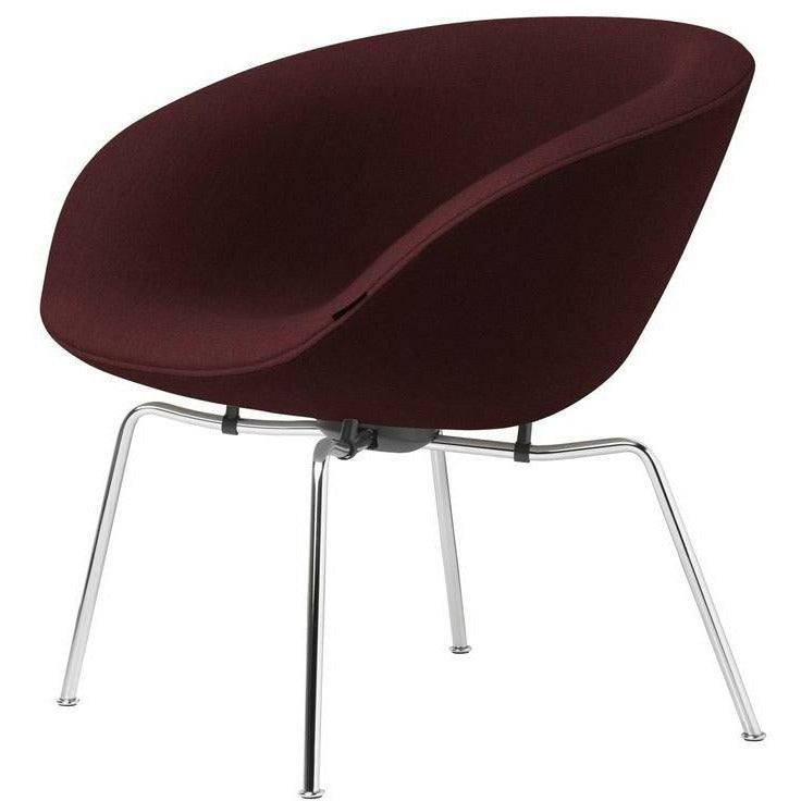 Fritz Hansen Aj Pot Lounge Chair Chromed Frame Fabric, Christianshavn Red