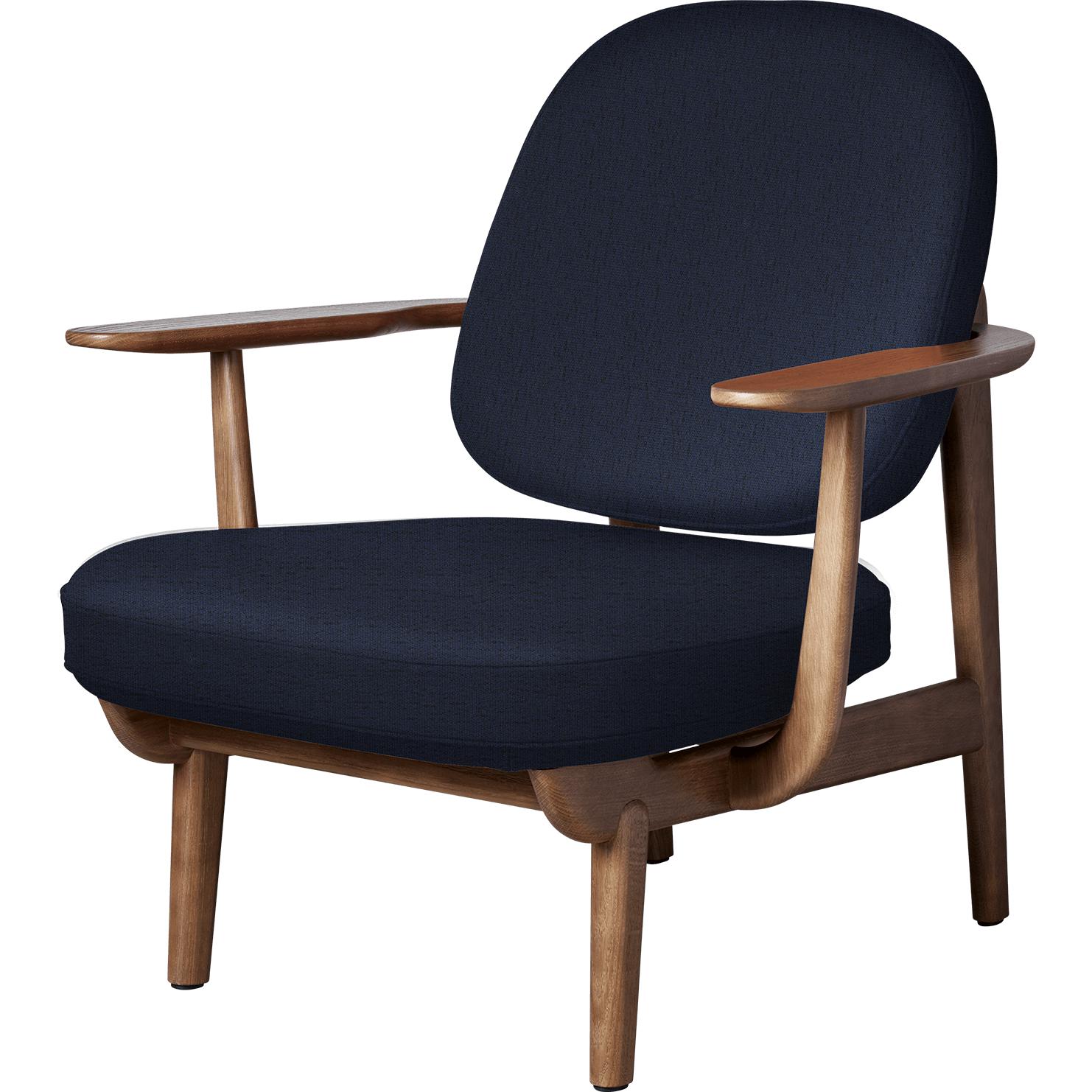 Fritz Hansen Jh97 Fred Lounge Chair Dark Stained Oak, Dark Blue