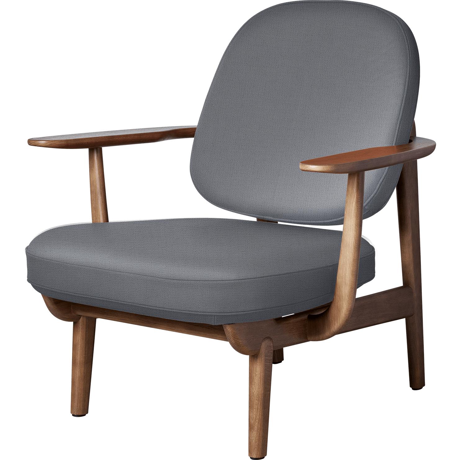 Fritz Hansen Jh97 Fred Lounge Chair Dark Stained Oak, Light Grey