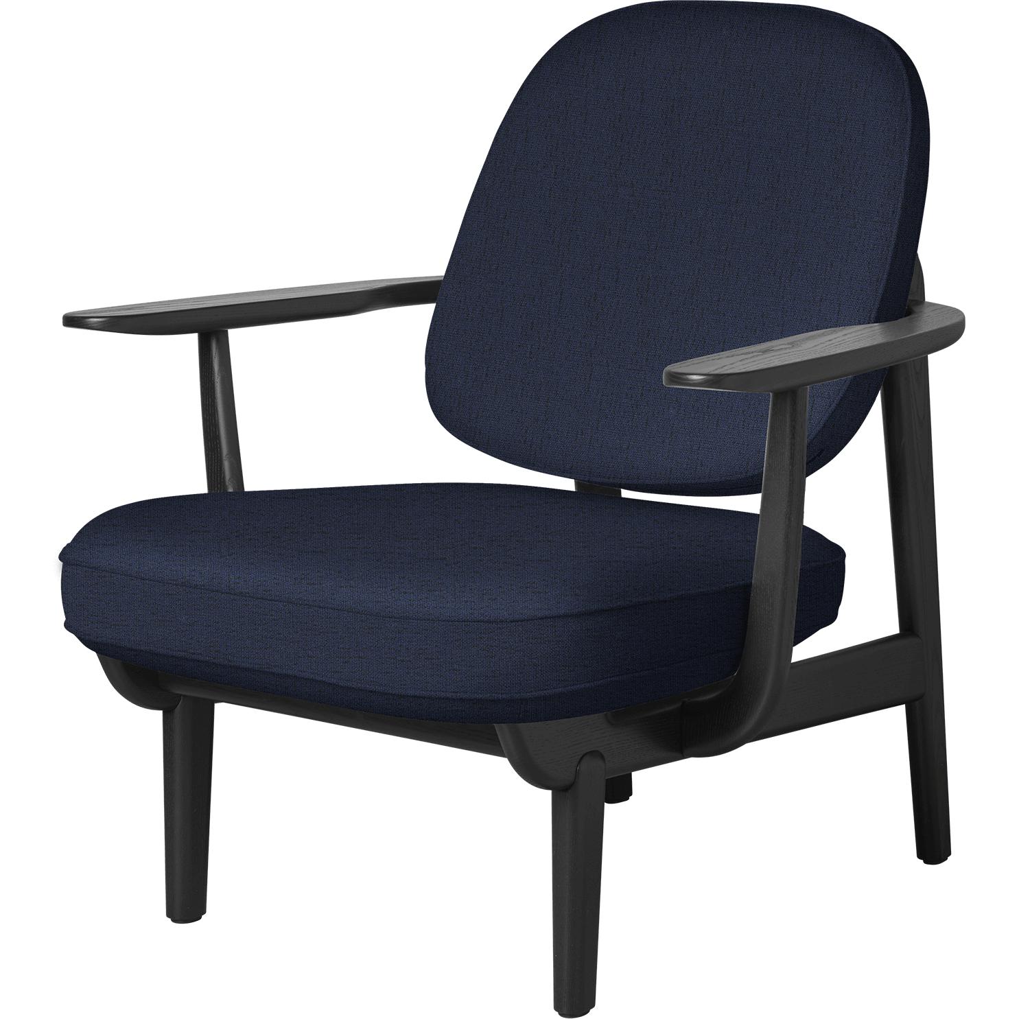 Fritz Hansen Jh97 Fred Lounge Chair Black Dyed Ash, Dark Blue