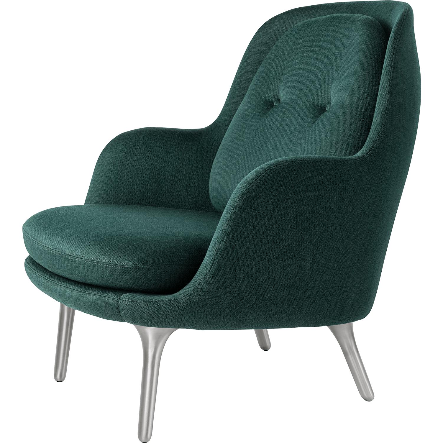 Fritz Hansen Fri Lounge Chair Aluminium, Balder Dark Green