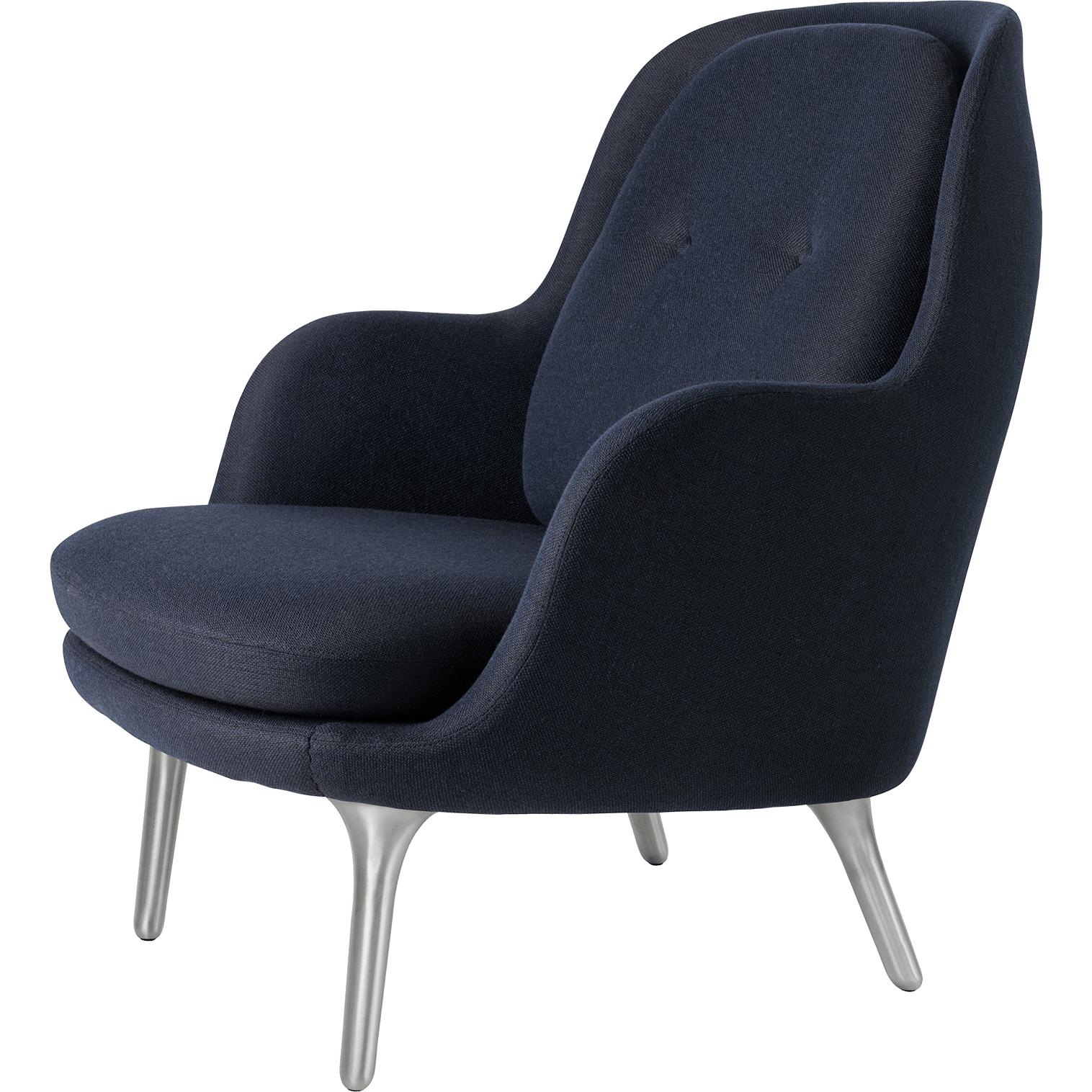 Fritz Hansen Fri Lounge Chair Aluminium, Sunniva Dark Blue