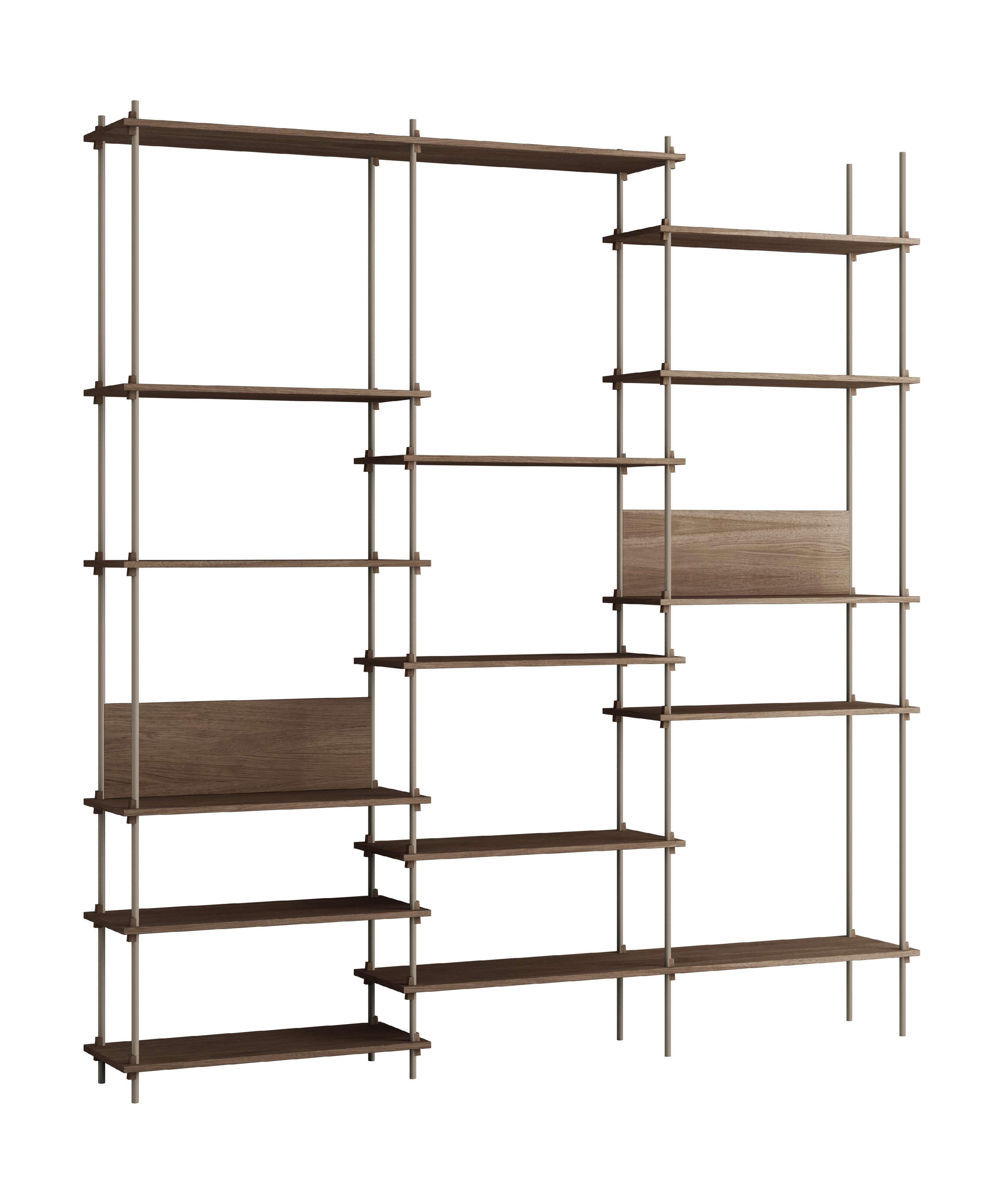 Moebe Shelving System S.255.3.A, Smoked Oak/Warm Grey