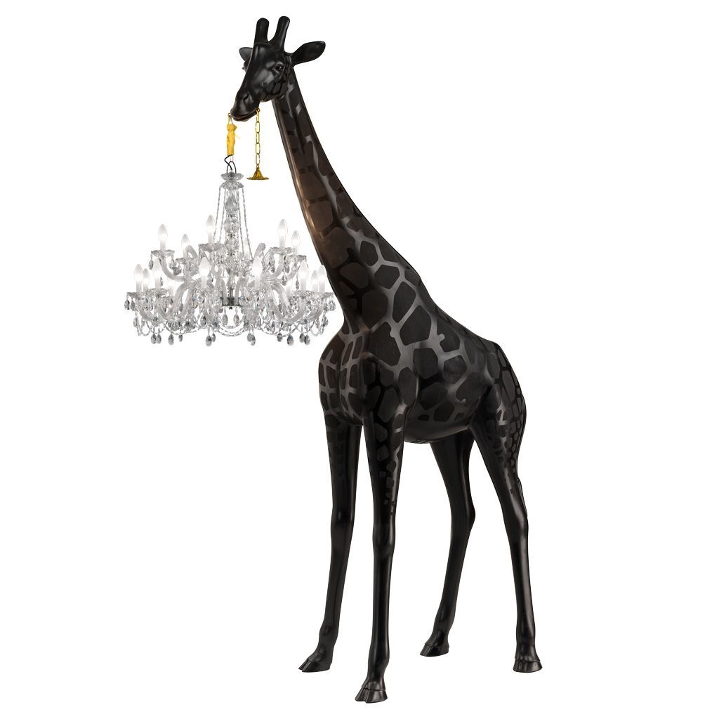 Qeeboo Giraffe In Love Outdoor Floor Lamp H 4m, Black
