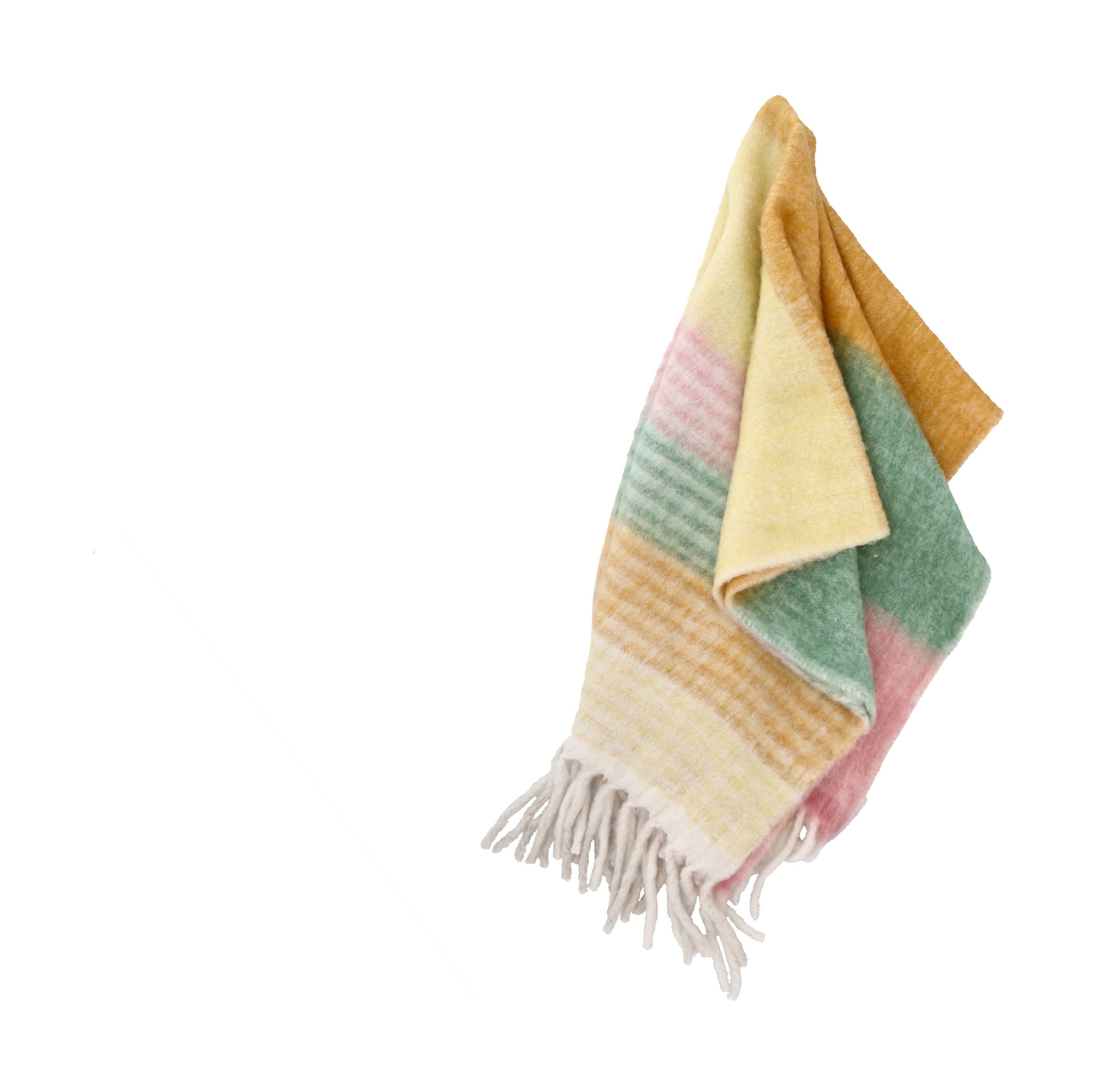 Villa Collection Styles Blanket, Pink/Green/Brown/Yellow
