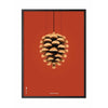  Pine Cone Classic Poster Frame In Black Lacquered Wood 30x40 Cm Red Background