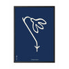  Snowdrop Line Poster Frame In Black Lacquered Wood 50x70 Cm Blue Background