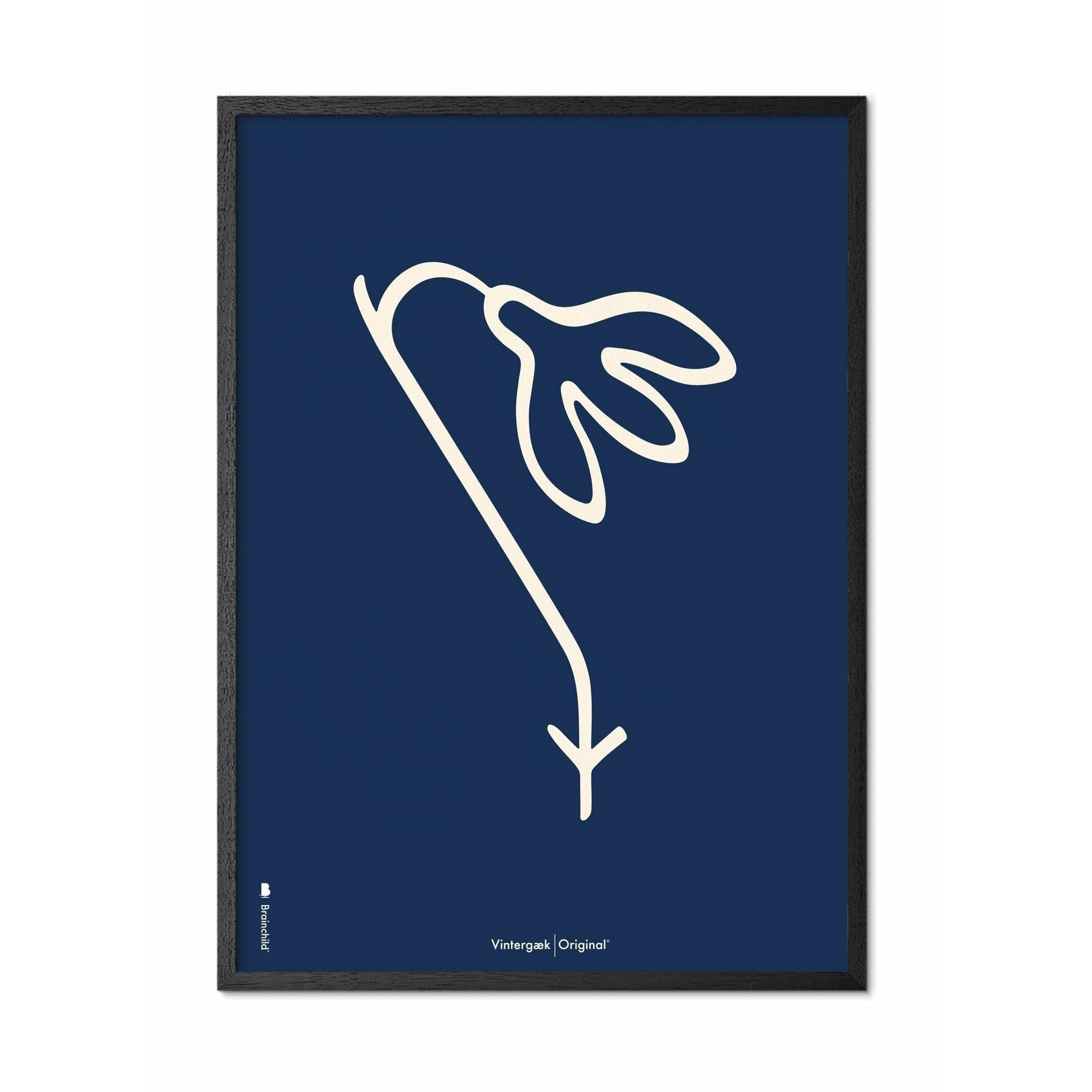 [product_category]-Brainchild Snowdrop Line Poster, Frame In Black Lacquered Wood A5, Blue Background-Brainchild-B-61001-C-BRA-1