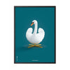  Swan Classic Poster Frame In Black Lacquered Wood 30x40 Cm Petroleum Blue Background