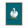  Swan Classic Poster Light Wood Frame 70 X100 Cm Petroleum Blue Background