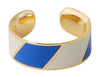 Design Letters Big Striped Candy Ring, Cobalt Blue/White