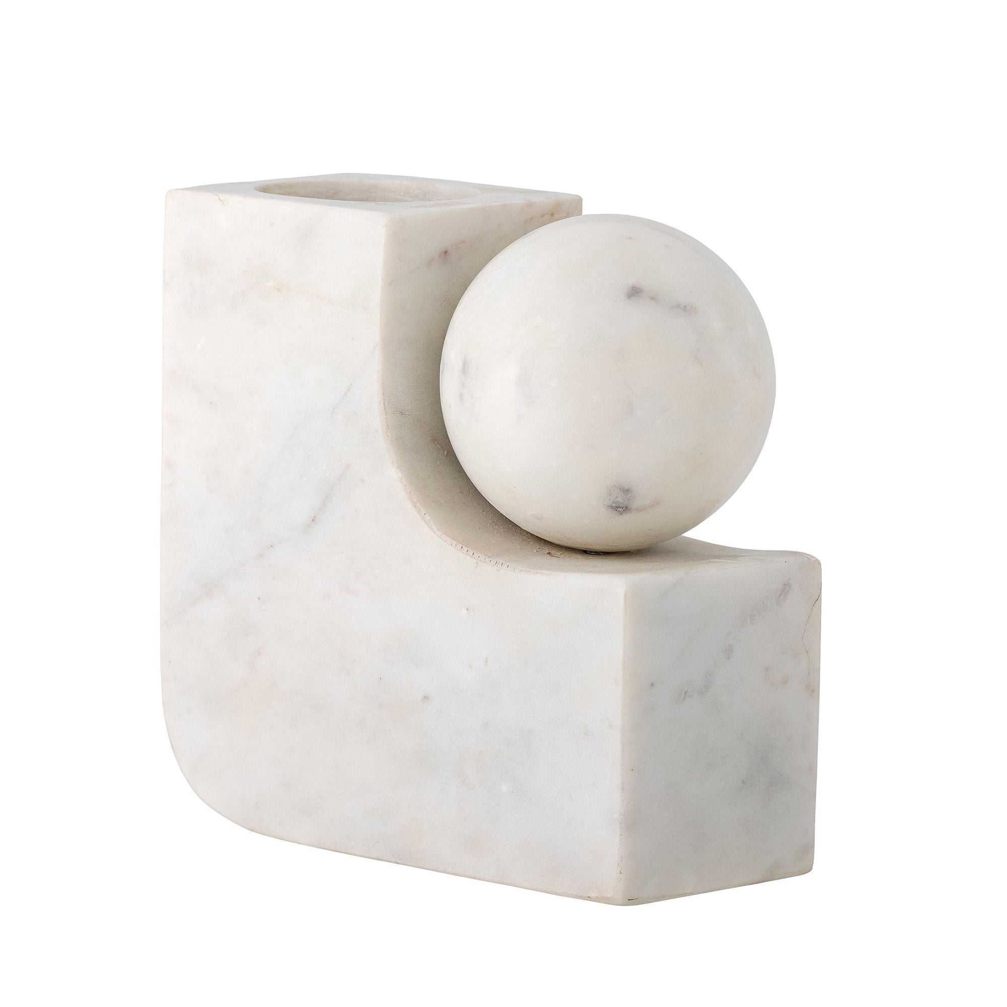 Bloomingville Abbelin Candle Holder, White, Marble