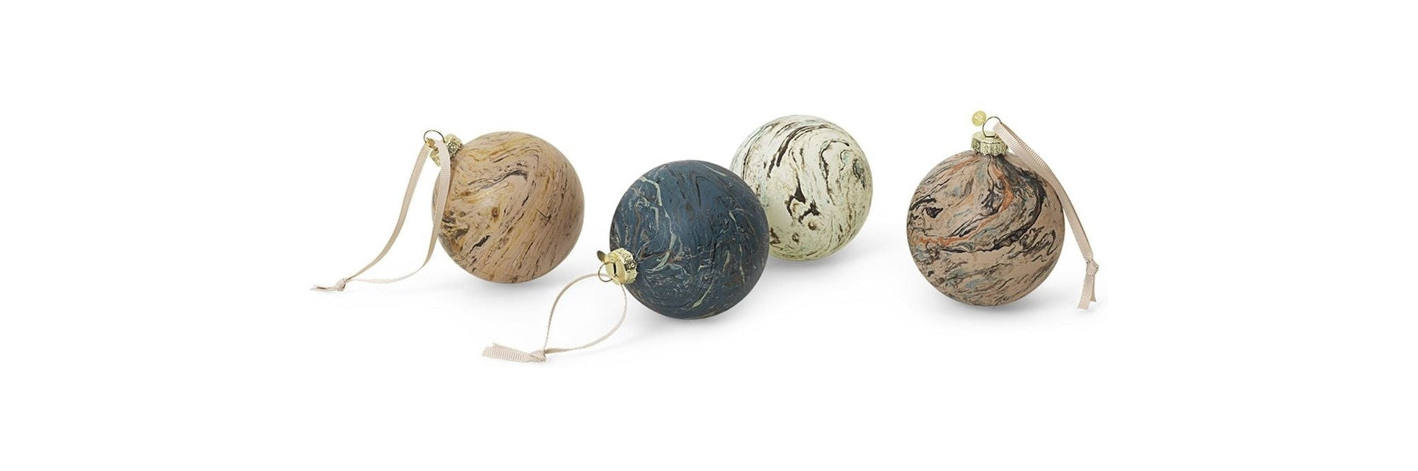 Ferm Living Christmas Marble Baubles Medium, Set Of 4