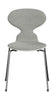 Fritz Hansen 3101 Ant Chair Front Upholstered, Shell: Lacquered Veneer White, Upholstery: Hallingdal Textile White/Grey, Base: Steel/Chrome