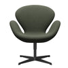  Swan Lounge Chair Black Lacquered/Fiord Olive Green/Medium Green