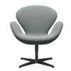 Fritz Hansen Swan Lounge Chair, Black Lacquered/Re Wool Pale Aqua