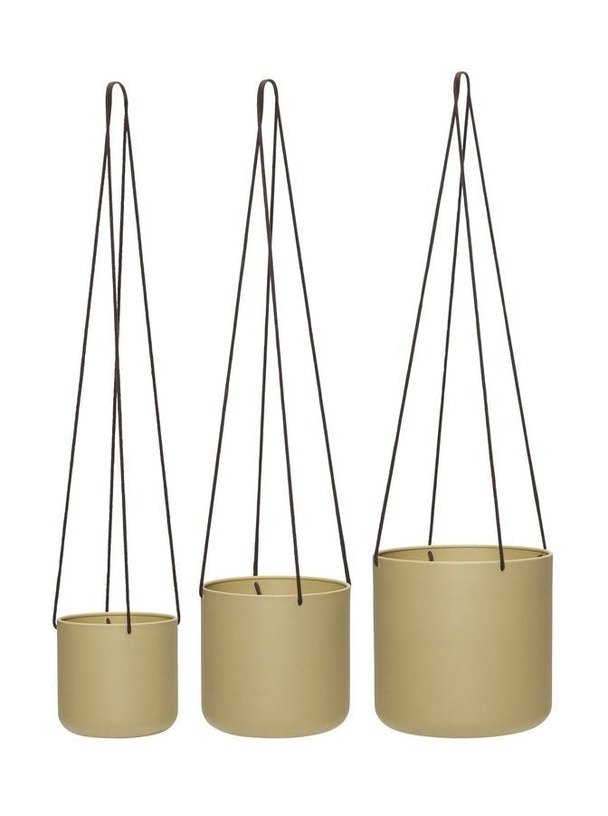 Hübsch Bloom Hanging Pots Set With 3 Large, Beige