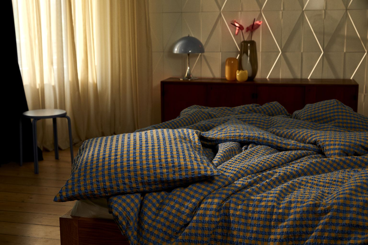 [product_category]-Juna Bæk&Bølge Bed Linen 140 X200 Cm, Blue/Ochre-Juna-5713397360446-636044-JUN-11