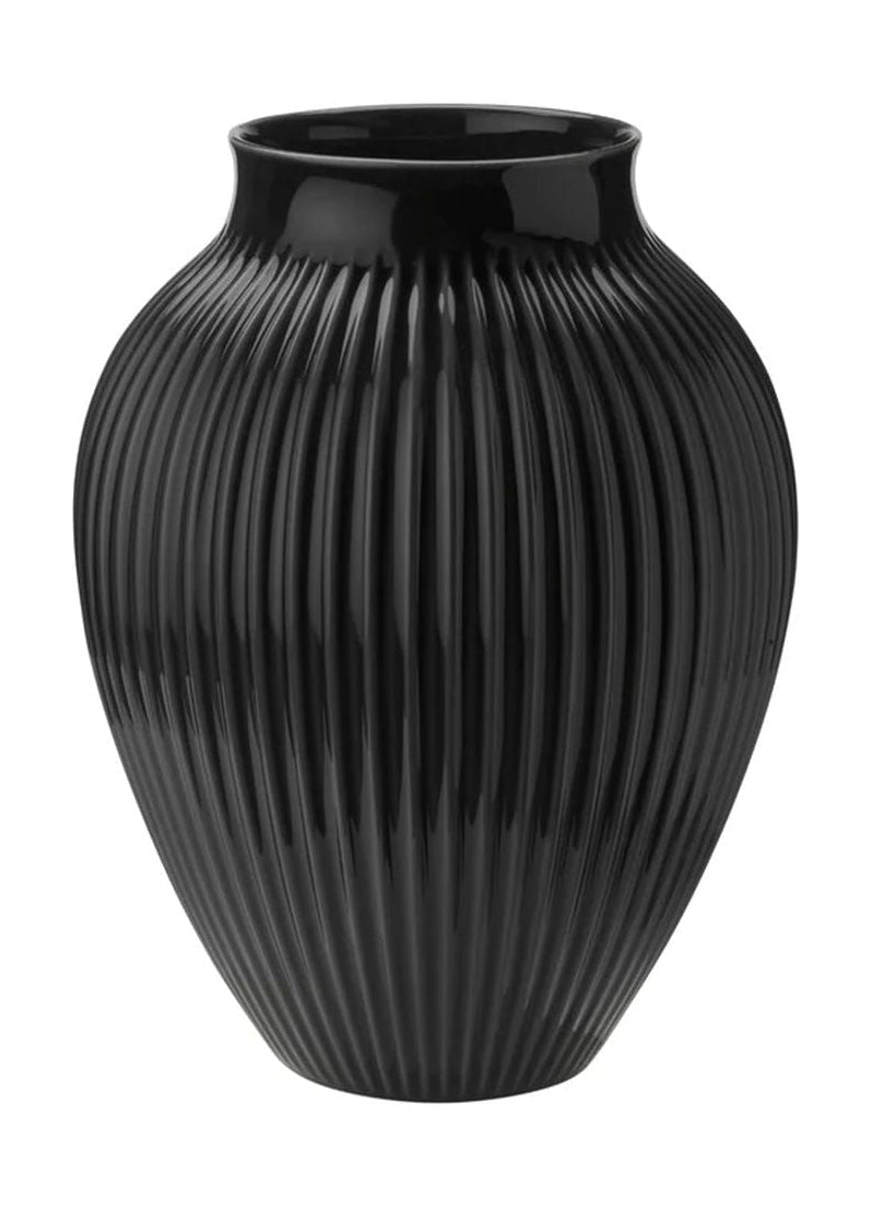 [product_category]-Knabstrup Keramik Vase With Grooves H 35 Cm, Black-Knabstrup Keramik-5713959012080-1208-KNA-1