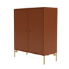 Montana Cover Cabinet With Legs, Hazelnut/Brass