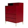 Montana Keep Chest Of Drawers With Legs, Beetroot/Brass