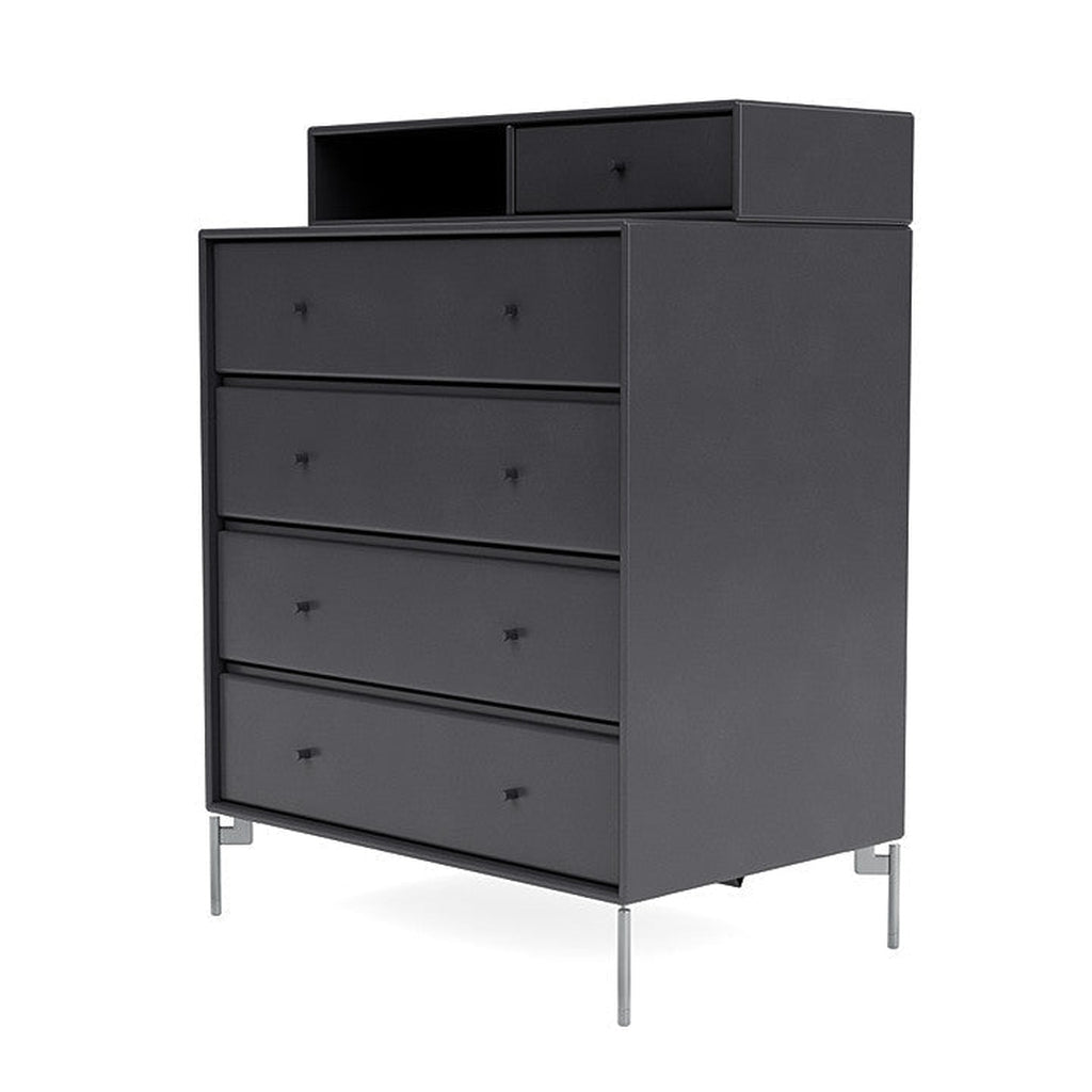 Montana Keep Chest Of Drawers With Legs, Carbon Black/Matt Chrome