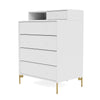 Montana Keep Chest Of Drawers With Legs, New White/Brass