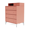 Montana Keep Chest Of Drawers With Legs, Rhubarb/Matt Chrome