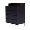 Montana Keep Chest Of Drawers With Legs, Shadow/Matt Chrome