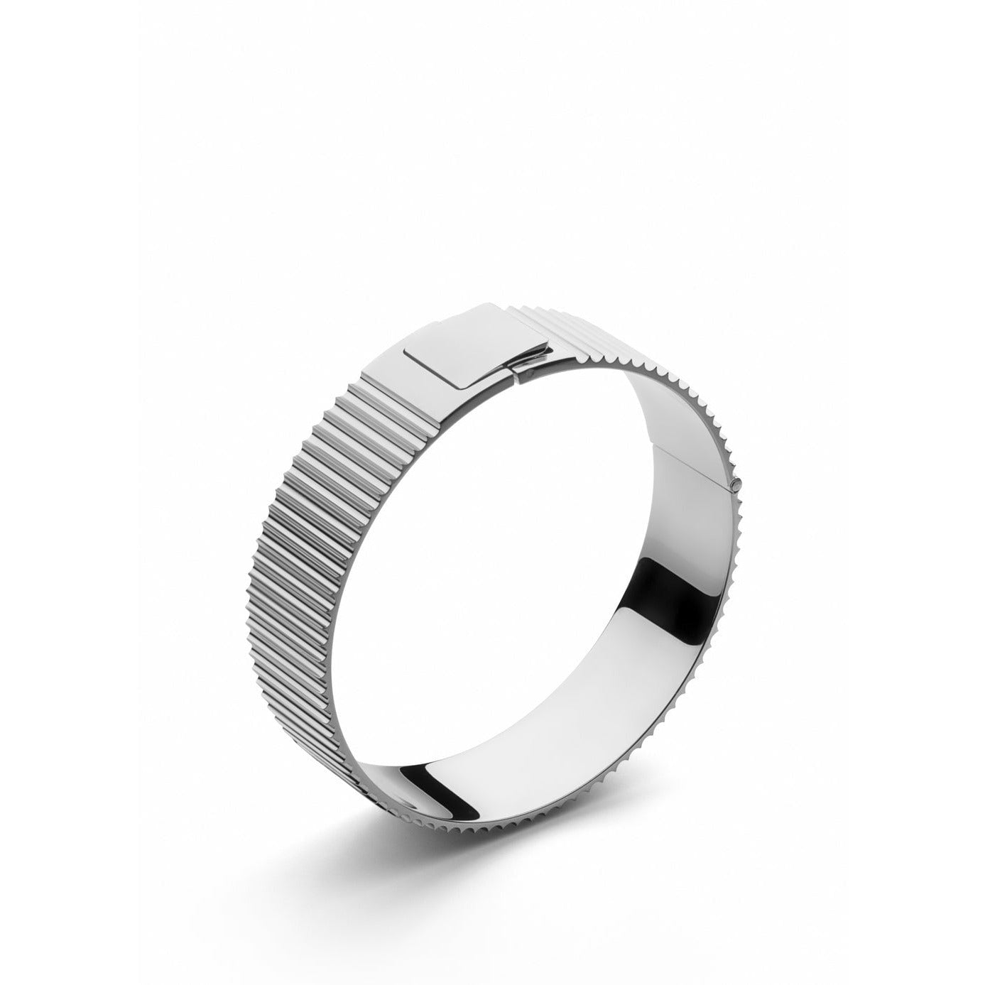 [product_category]-Skultuna Ribbed Clasp Bangle, Polished Steel-Skultuna-7340037819354-1347-S-SKU-1