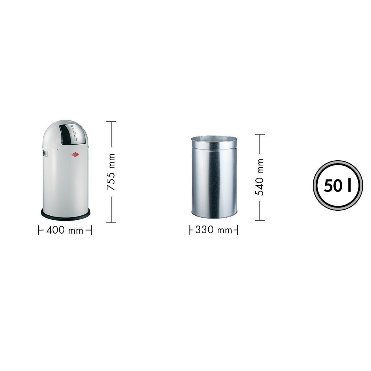 [product_category]-Wesco Pushboy 50 Litres, Silver-Wesco-4004519124710-175831-11-DE-WES-6