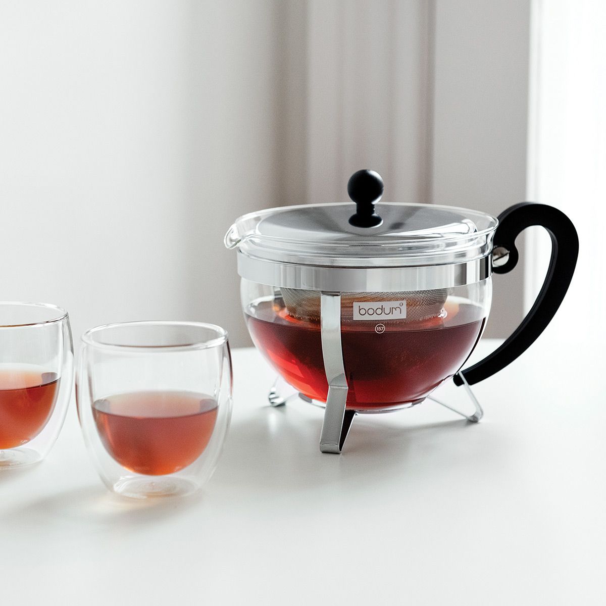 Bodum Chambord Tea Maker With Filter And Lid Chrome, 1.3 L