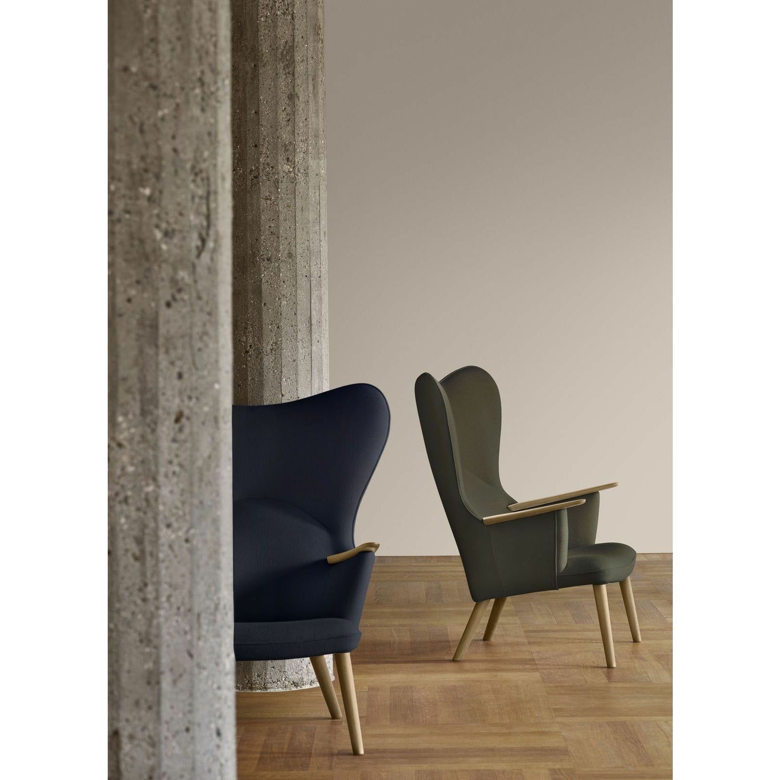 Carl Hansen Ch78 Mama Bear Lounge Chair, Oak Soap/Blue Fiord 0782