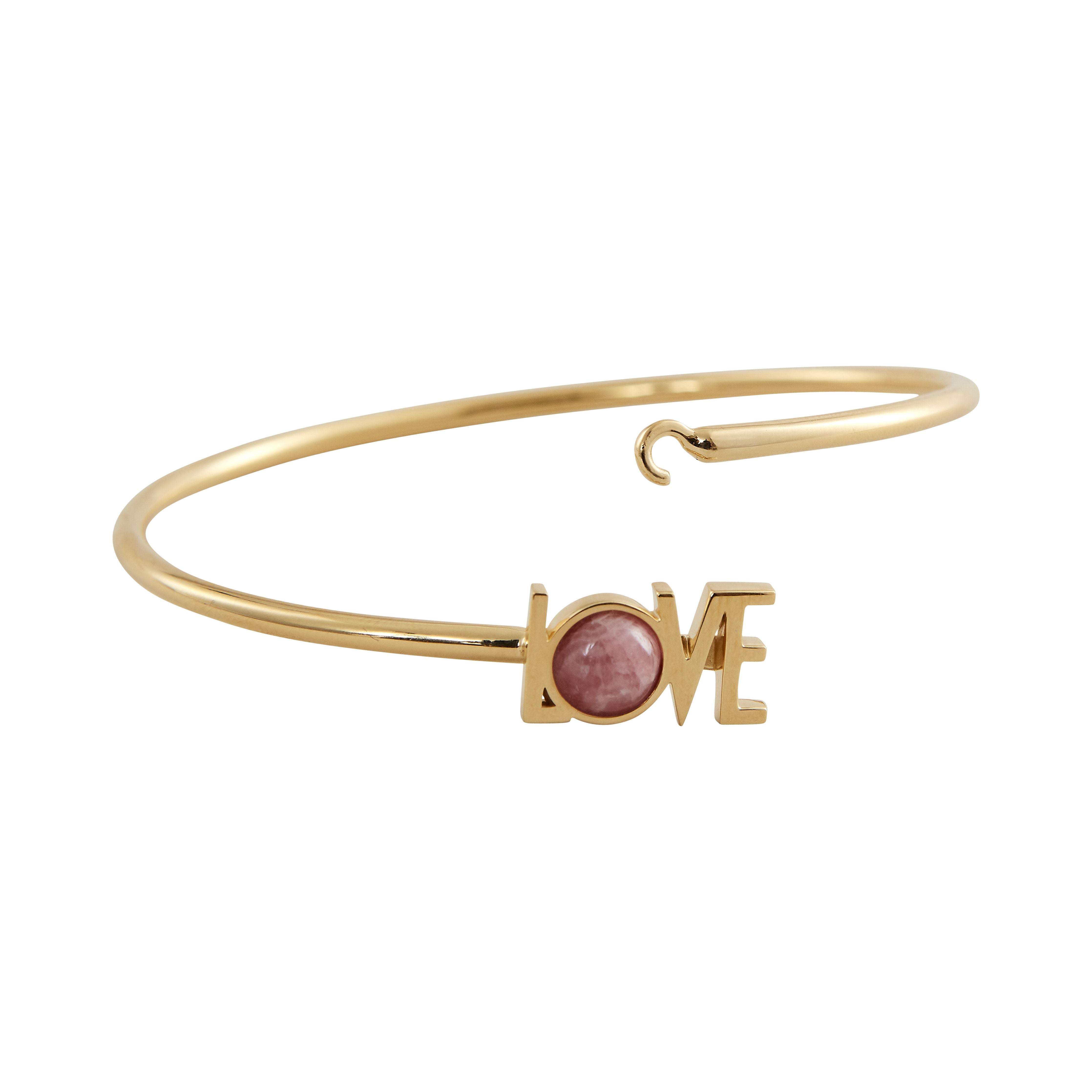 Design Letters Great Love Bangle 18k Gold Plated, Red Chrosite