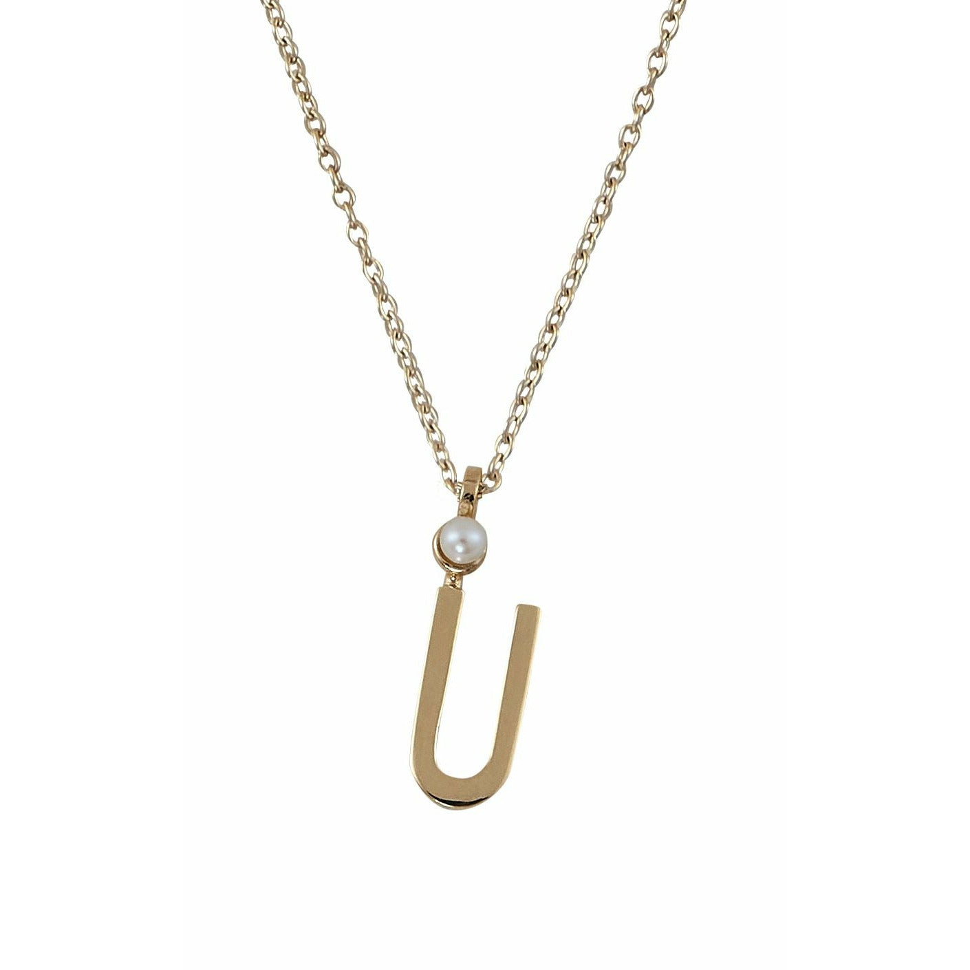 Design Letters Necklace In Pure Gold, U
