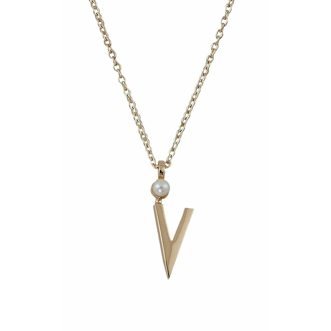 Design Letters Necklace In Pure Gold, V