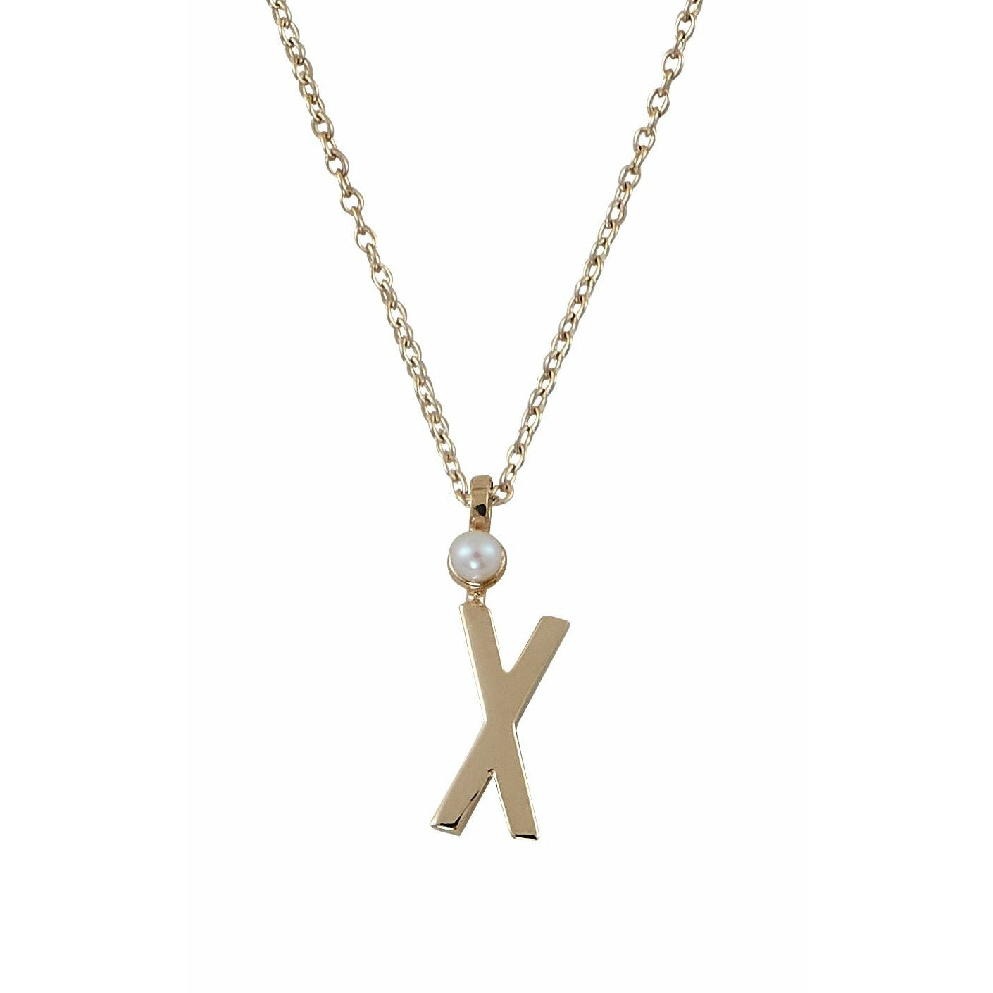 Design Letters Necklace In Pure Gold, X
