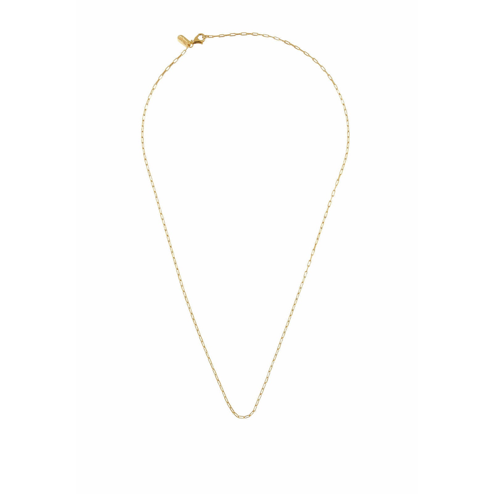 Design Letters Square Link Necklace 40 Cm, 18k Gold Plated Silver